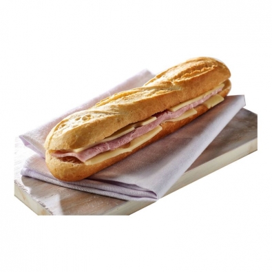 Sandwich baguette jambon beurre fromage