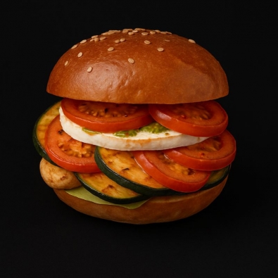 Burger tomate courgette chèvre pesto
